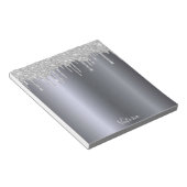 Zilveren glittersluier naam notitieblok (Schuin)