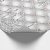 Zilveren glittersluipers roze goud roze glans luxe cadeaupapier (Hoek)