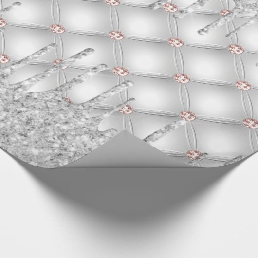 Zilveren glittersluipers roze goud roze glans luxe cadeaupapier (Hoek)