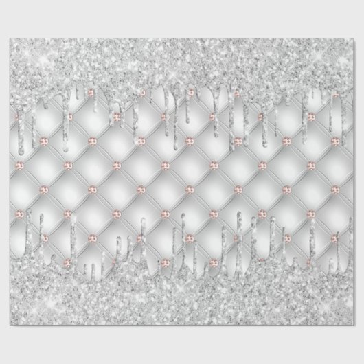 Zilveren glittersluipers roze goud roze glans luxe cadeaupapier (Vlak)
