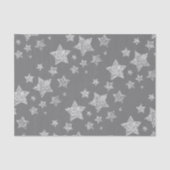 Zilveren glittersparren sterrenpatroon lichtgrijs tissuepapier (Voorkant)