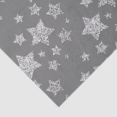 Zilveren glittersparren sterrenpatroon lichtgrijs tissuepapier (Detail)