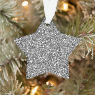 zilveren glitterster ornament