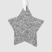 zilveren glitterster ornament (voorkant)
