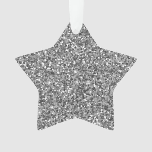 zilveren glitterster ornament (voorkant)