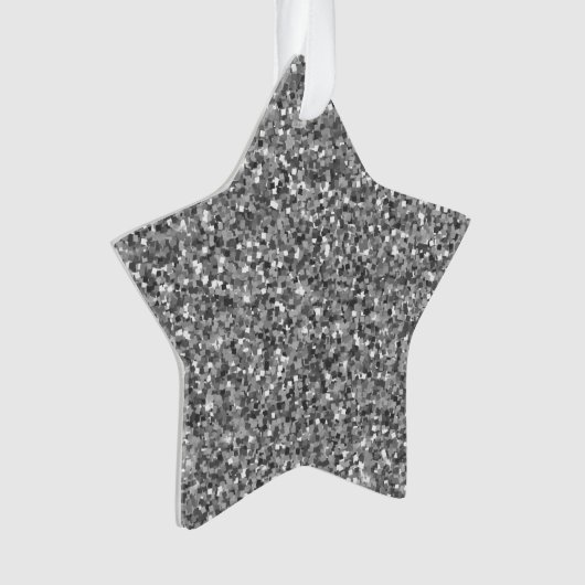 zilveren glitterster ornament (voorkant)