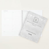 Zilveren glitterstof QR code business logo 2026 Planner (Display)