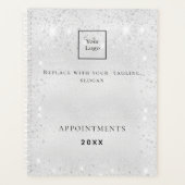 Zilveren glitterstof QR code business logo 2026 Planner (Voorkant)