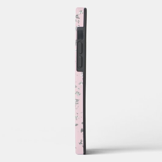 Zilveren glittervlokken en blos Case-Mate iPhone case (Achterkant / Links)