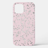 Zilveren glittervlokken en blos Case-Mate iPhone case (Achterkant)
