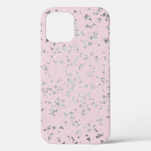 Zilveren glittervlokken en blos Case-Mate iPhone case