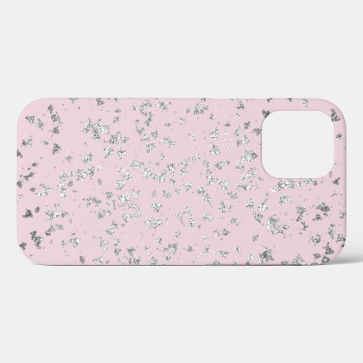 Zilveren glittervlokken en blos Case-Mate iPhone case (Achterkant (horizontaal))