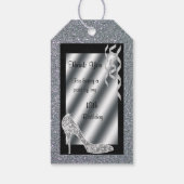 Zilveren Glittery Stiletto & Streamers 18e verjaar Cadeaulabel (Achterkant)