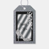 Zilveren Glittery Stiletto & Streamers 45e verjaar Cadeaulabel (Voorkant)