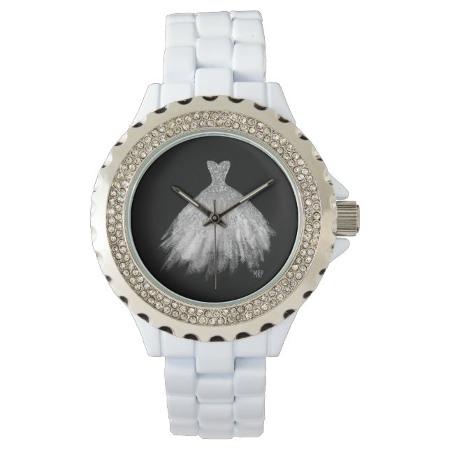 *~* Zilveren Glittler Trouwjurk Trouwjurk Horloge (Voorkant)