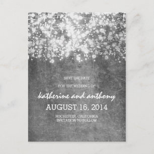 zilveren glitz-string licht op sparen de datum aankondigingskaart