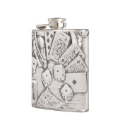  zilveren gokken poker kaarten dobbelen Las Vegas Heupfles (Links)