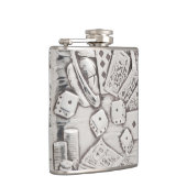  zilveren gokken poker kaarten dobbelen Las Vegas Heupfles (Rechts)