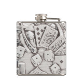  zilveren gokken poker kaarten dobbelen Las Vegas Heupfles (Achterkant)