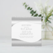 Zilveren golf glans glitter luxe bruidsdouche kaart (Staand voorkant)