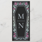 Zilveren Gotische Kist Roos Zwart Trouwmenu Menu (Achterkant)