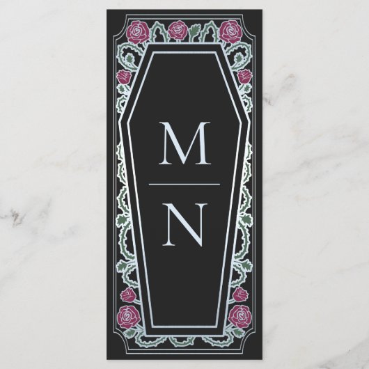 Zilveren Gotische Kist Roos Zwart Trouwmenu Menu (Achterkant)
