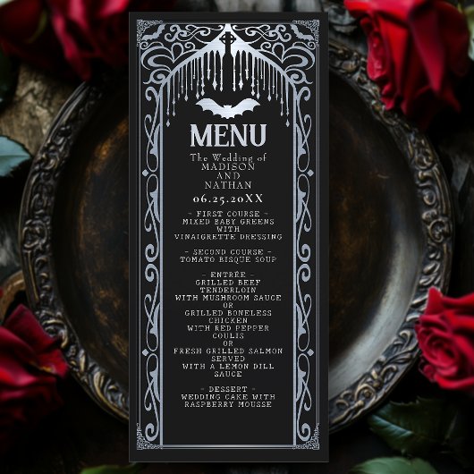 Zilveren Gotische Vampier Kathedraal Wedding Menu