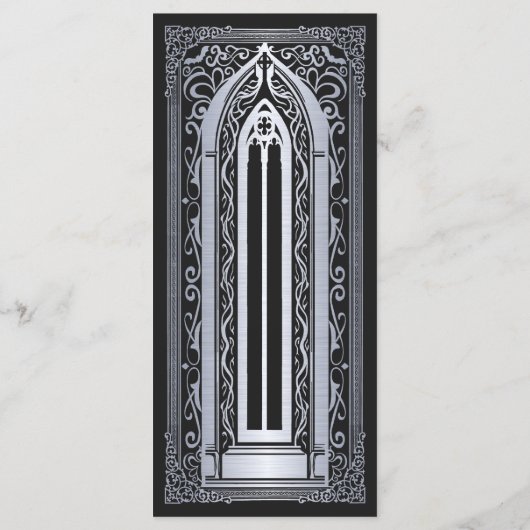 Zilveren Gotische Vampier Kathedraal Wedding Menu (Achterkant)