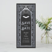Zilveren Gotische Vampierkathedraal Save the Date Kaart (Staand voorkant)