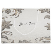 Zilveren Gouden Bloem Cadeaubag Groot Cadeauzakje (Voorkant)