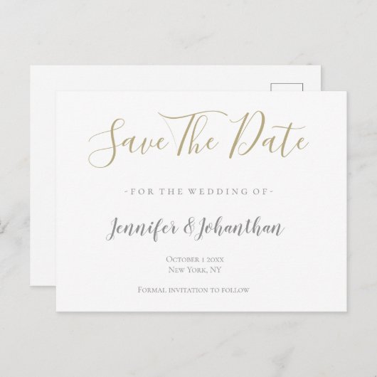 Zilveren & gouden bruiloft bewaar de datumkaarten aankondigingskaart (Voorkant / Achterkant)