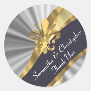 Zilveren, gouden en zwarte trouwzegel ronde sticker