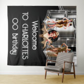 Zilveren gouden flapper meisjes brullen 20's Gatsb Wandkleed (In Situ (horizontaal))