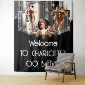 Zilveren gouden flapper meisjes brullen 20's Gatsb Wandkleed (In situ)