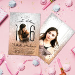 Zilveren Gouden Glitter Ombre Halo foto Zoet 16 Kaart<br><div class="desc">Deze en girly lieve zestien verjaardagsfeestuitnodiging is perfect voor de speciale dag van je dochter. Het beschikt over faux bedrukte sparkly zilver en goud glitter ombre gradiënt foto halo. Het bevat twee afbeeldingen om aan te passen met je eigen foto's van je lieve dochtertje. Het lettertype is een modern en...</div>