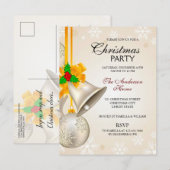 Zilveren Gouden Klokken en Baubles Kerstfeest Uitnodiging Briefkaart (Voorkant / Achterkant)