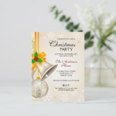 Zilveren Gouden Klokken en Baubles Kerstfeest Uitnodiging Briefkaart (Staand voorkant)