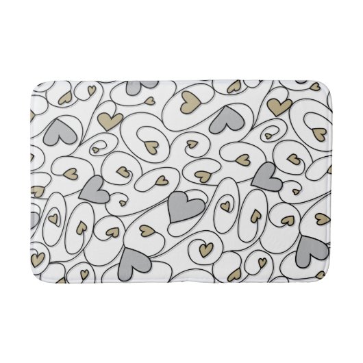 Zilveren & gouden krullende harten badmat (Voorkant)