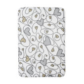 Zilveren & gouden krullende harten badmat (Voorkant Verticaal)