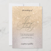 Zilveren gouden monogram initialen ombre glitter b kaart (Voorkant)