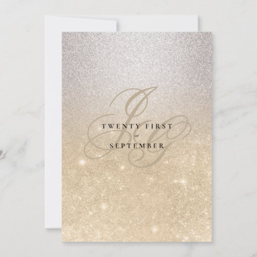 Zilveren gouden monogram initialen ombre glitter b kaart (Achterkant)