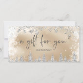 Zilveren gouden sneeuw dennen logo cadeaubon (Voorkant)