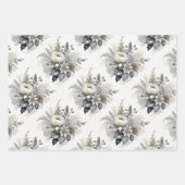 Zilveren & Gouden Toon Kerstbloemen Inpakpapier Vel (Voorkant 2)