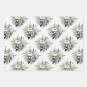 Zilveren & Gouden Toon Kerstbloemen Inpakpapier Vel (Voorkant)