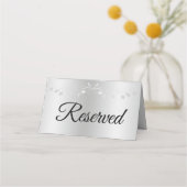 Zilveren Gradiënt Elegante Bloei Bruiloft Gereserv Plaatskaartje (Achterkant)