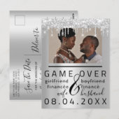 Zilveren Grappige Opslagdatum Koppel Foto Briefkaart (Voorkant / Achterkant)