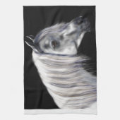 Zilveren Grijs Arabisch Paard Theedoek (Verticaal)