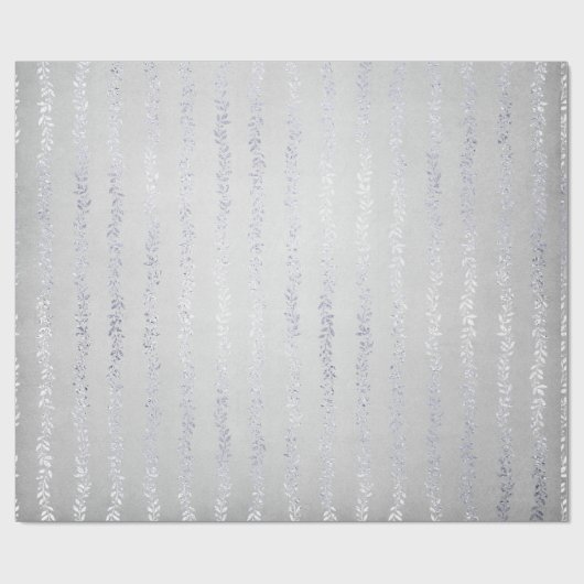 Zilveren Grijs Bloemen Girland Metallic Monochroma Cadeaupapier (Vlak)