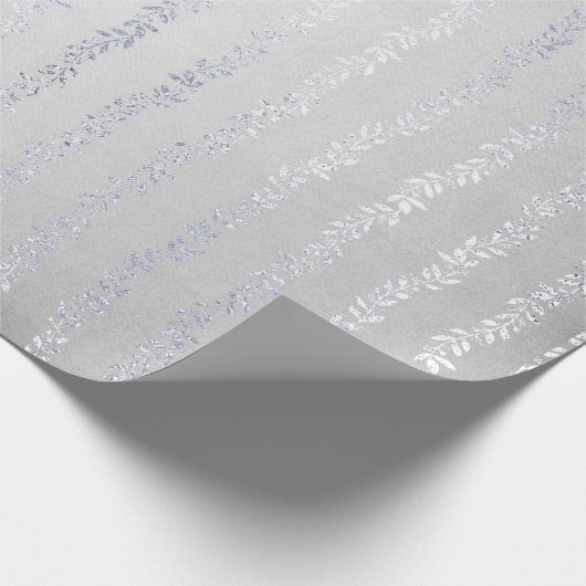 Zilveren Grijs Bloemen Girland Metallic Monochroma Cadeaupapier (Hoek)