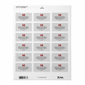 Zilveren Grijs Bruiloft Monogram M Sjabloon V01 Etiket (Full Sheet)